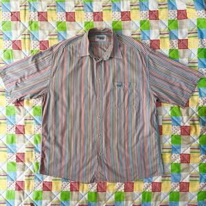 Vintage 90s Missoni Sport Shirt Button Down‎ Striped Multicolor // Size Large